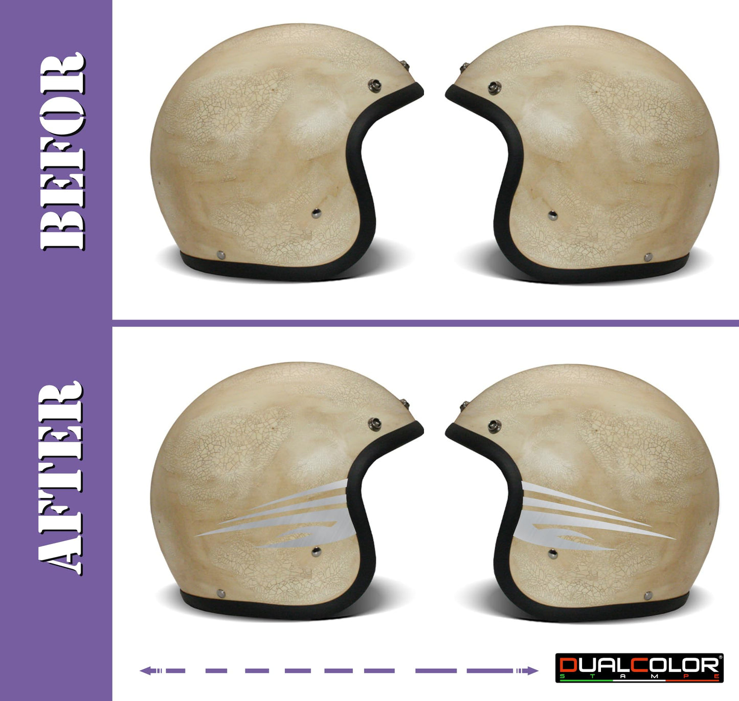 Adesivi Casco Moto β Strisce Sportive Universali | Stickers Helmet Personalizzabili in Vinile Impermeabile β Colore a Scelta C0074
