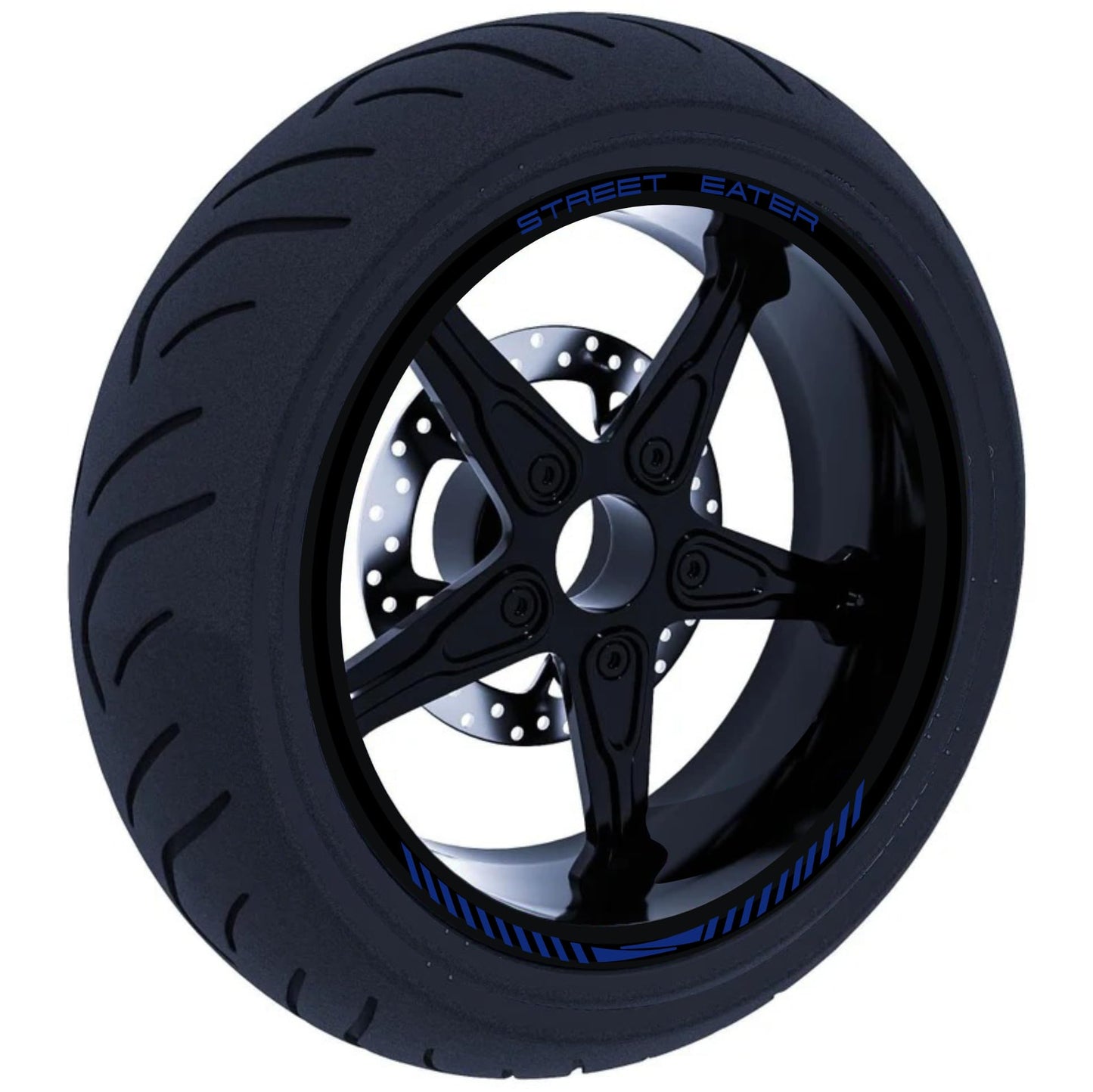DualColorStampe Confezione Adesivi Set Completo di Cerchi Strisce per Moto per 2 Ruote da 17'' pollici strips Design Racing STREET EATER D0118