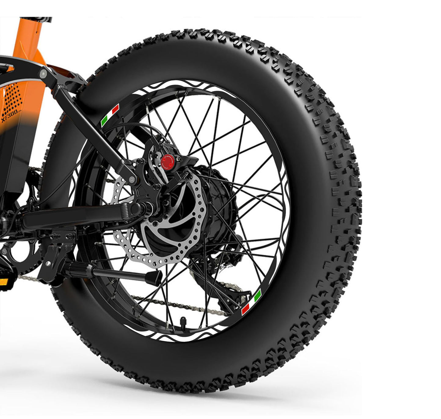 DualColorStampe Adesivi Cerchi Bici FAT BIKE 20'' Pollici Ruota Bici accessori Fat bike MTB Stickers Cerchi BANDIERA ITALIANA COD. B0128