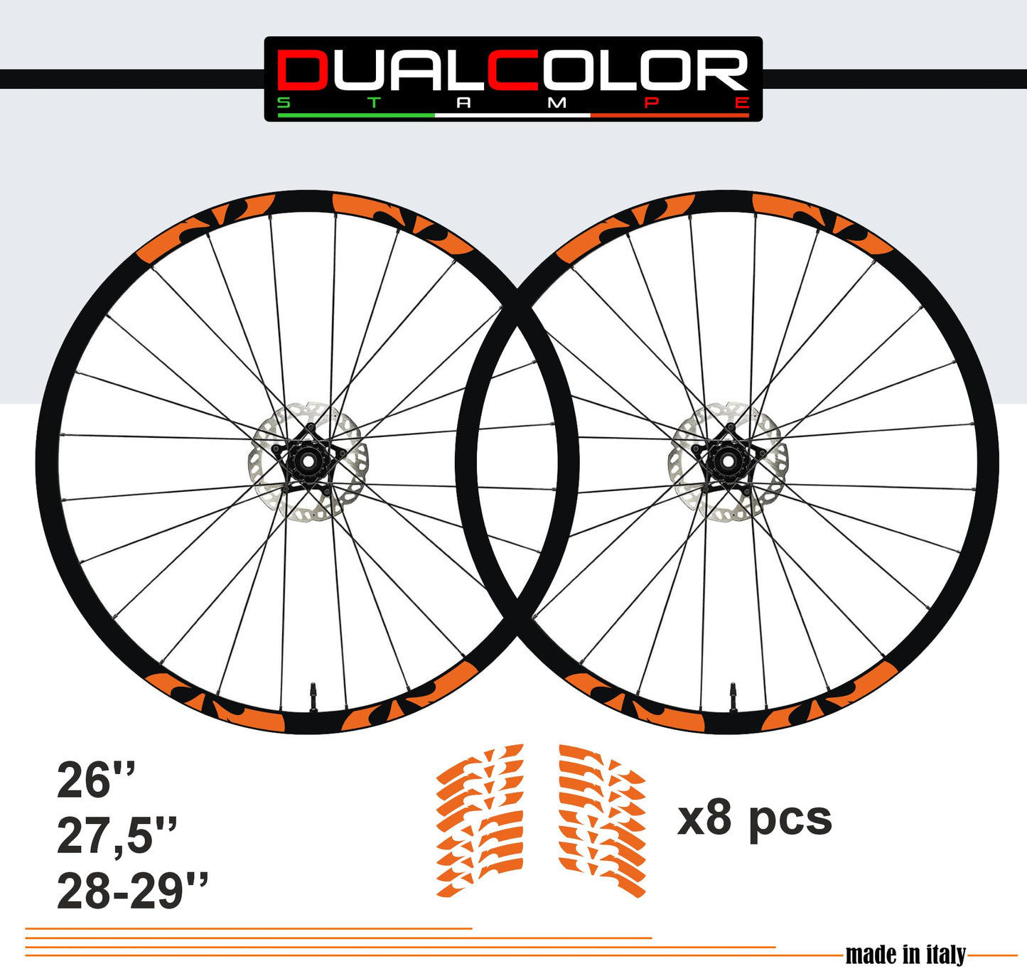 DualColorStampe Adesivi Cerchi Bici 26'' - 27,5'' - 28-29'' Pollici Ruota Bici MTB Bike Stickers Cerchi MTB - B0201