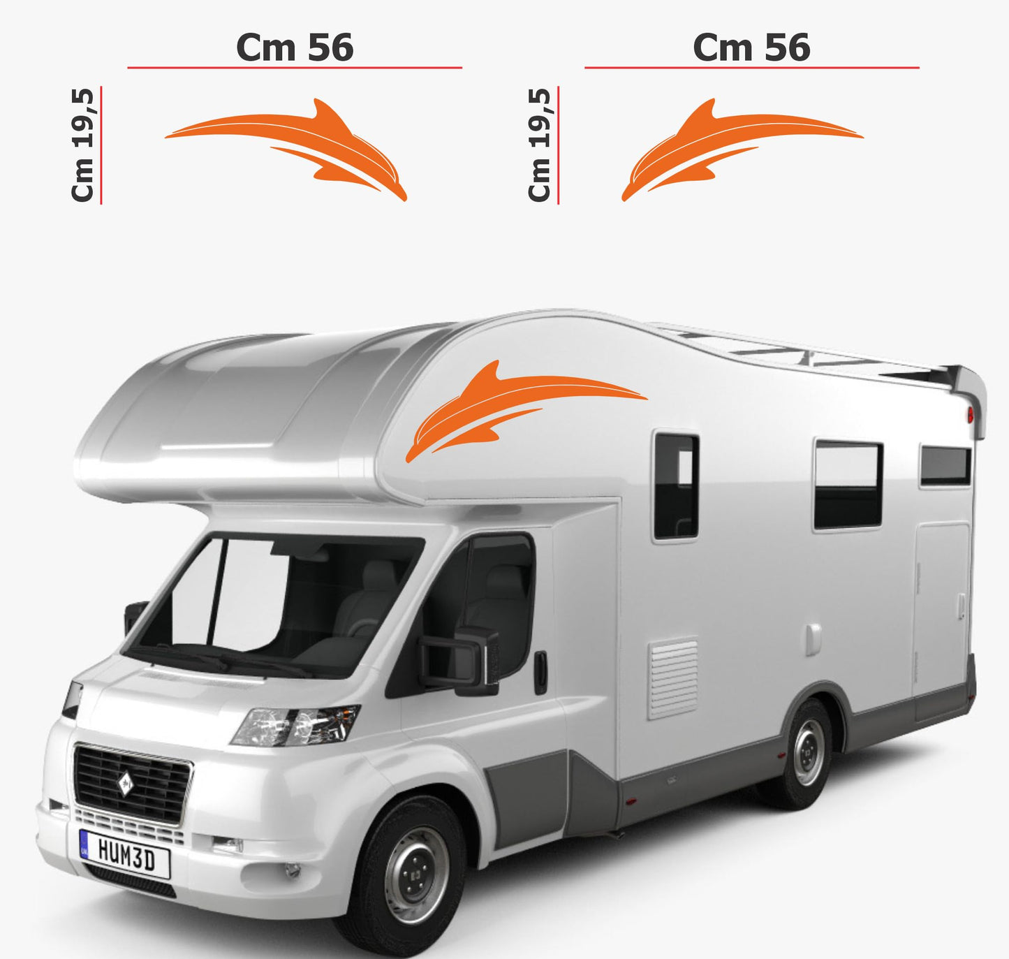 Adesivi stickers camper frase DELFINO ANIMALE mare frasi -caravan roulotte- accessori grafiche fiancata scegli colore cod. 0425 (cm 56 x 19,5)