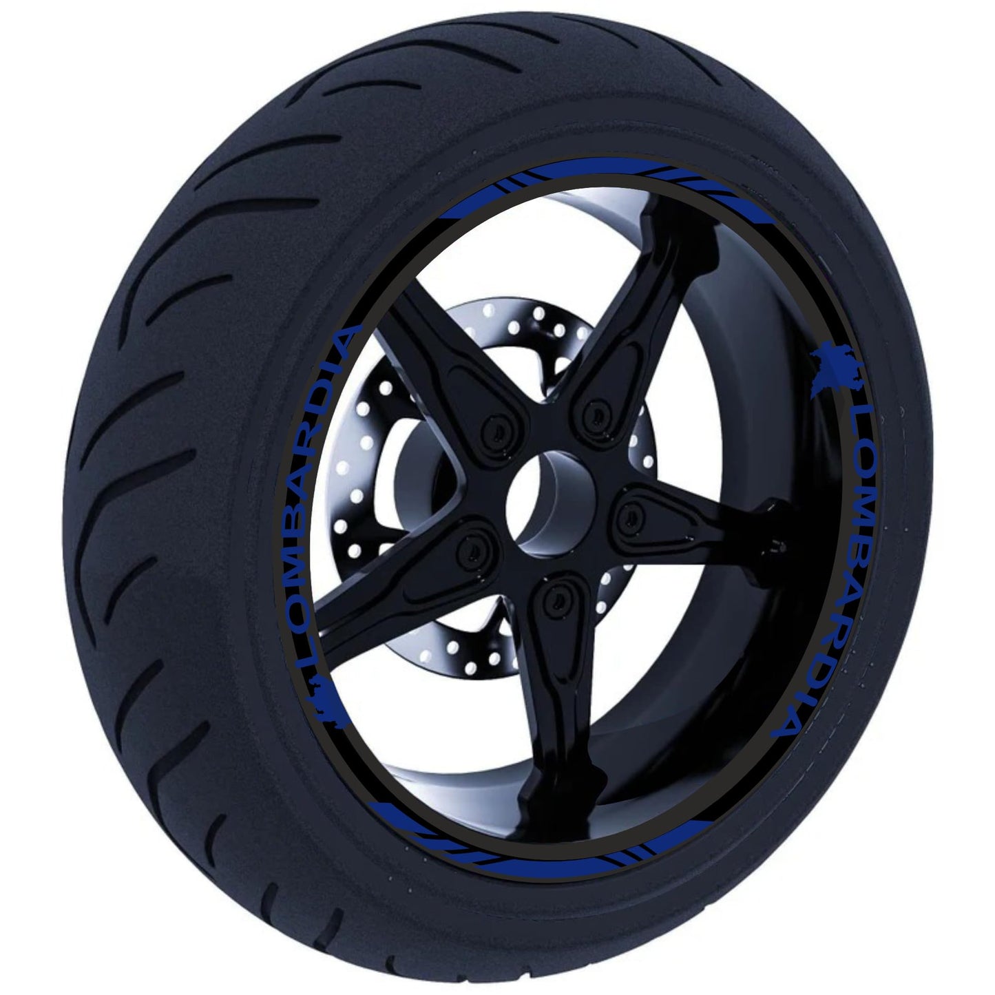 DualColorStampe Stickers Adesivi Set Completo di Cerchi Strisce per Moto per 2 Ruote da 17'' pollici strips Design Racing regione LOMBARDIA D0123