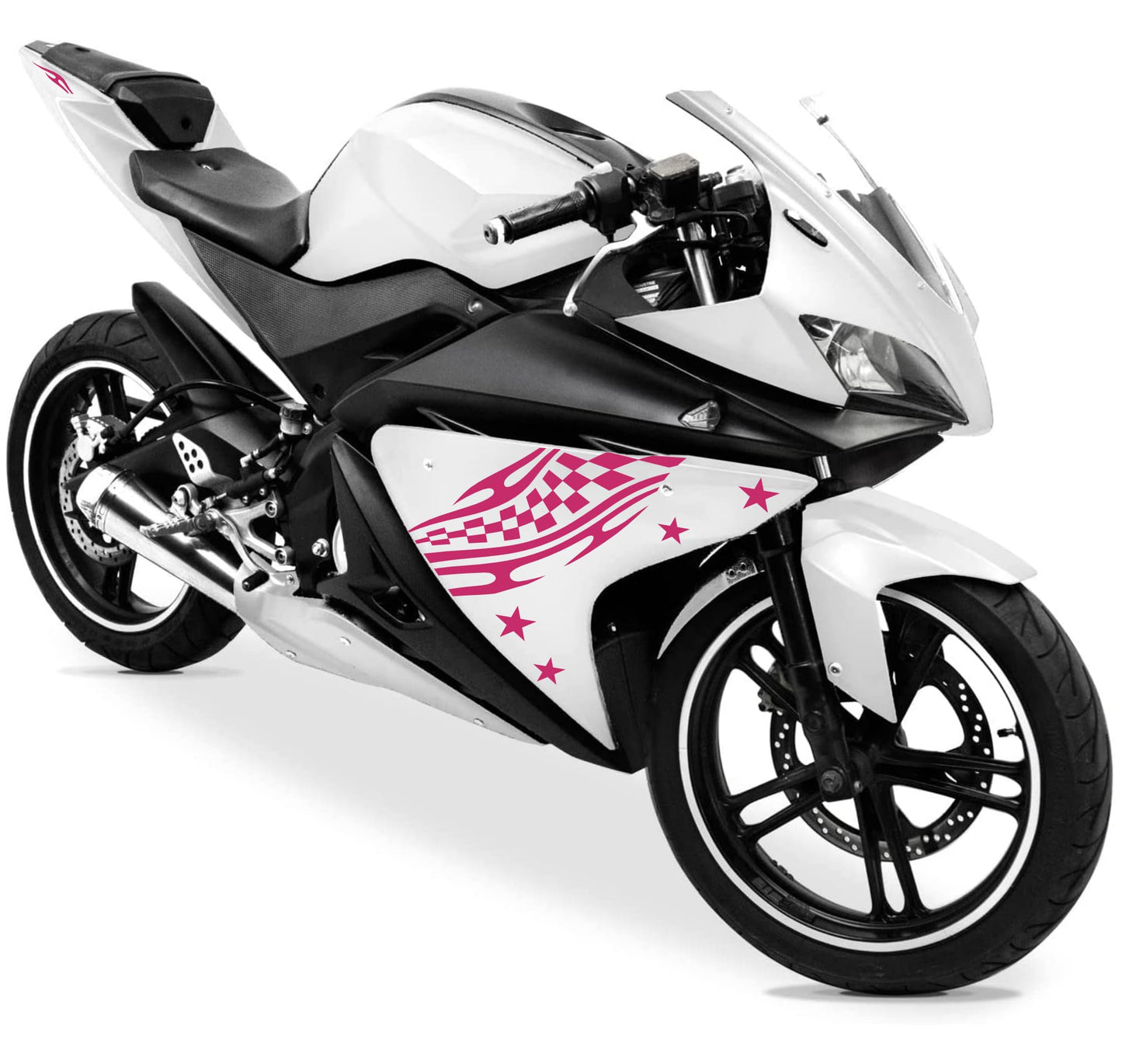 DualColorStampe Adesivi Compatibili con Yamaha YZF-R125 | Sticker Moto Personalizzabili Carena DX-SX Scacchiera Stelle M0126