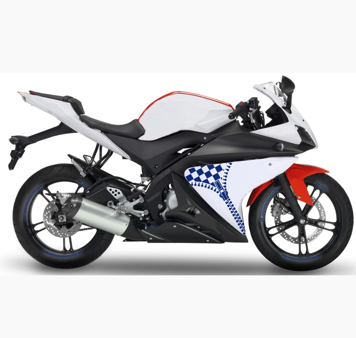 DualColorStampe Adesivi Compatibili con Yamaha YZF-R125 R125 (2014-2018) + Strisce per cerchi moto da 17'' pollici decalcomanie carena moto stickers Cod.M0240