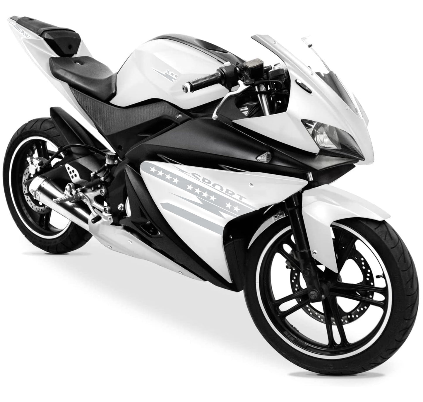 DualColorStampe Adesivi Compatibili con Yamaha YZF-R125 | decal stickers Moto Carena (DX-SX) adesivi personalizzati stelle colore a scelta M0128