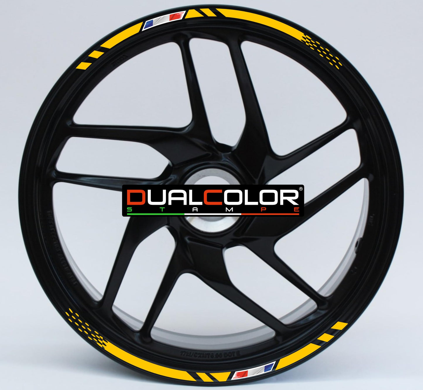 Confezione Adesivi Set Completo di Cerchi Strisce per Moto per 2 Ruote da 17'' pollici strips Design Sportivo Bandiera Francese COD.D0098