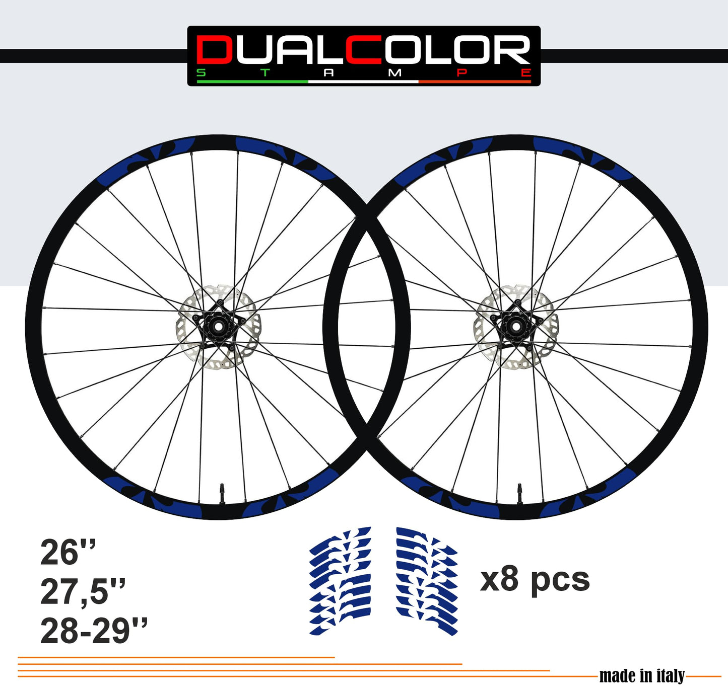 DualColorStampe Adesivi Cerchi Bici 26'' - 27,5'' - 28-29'' Pollici Ruota Bici MTB Bike Stickers Cerchi MTB - B0201