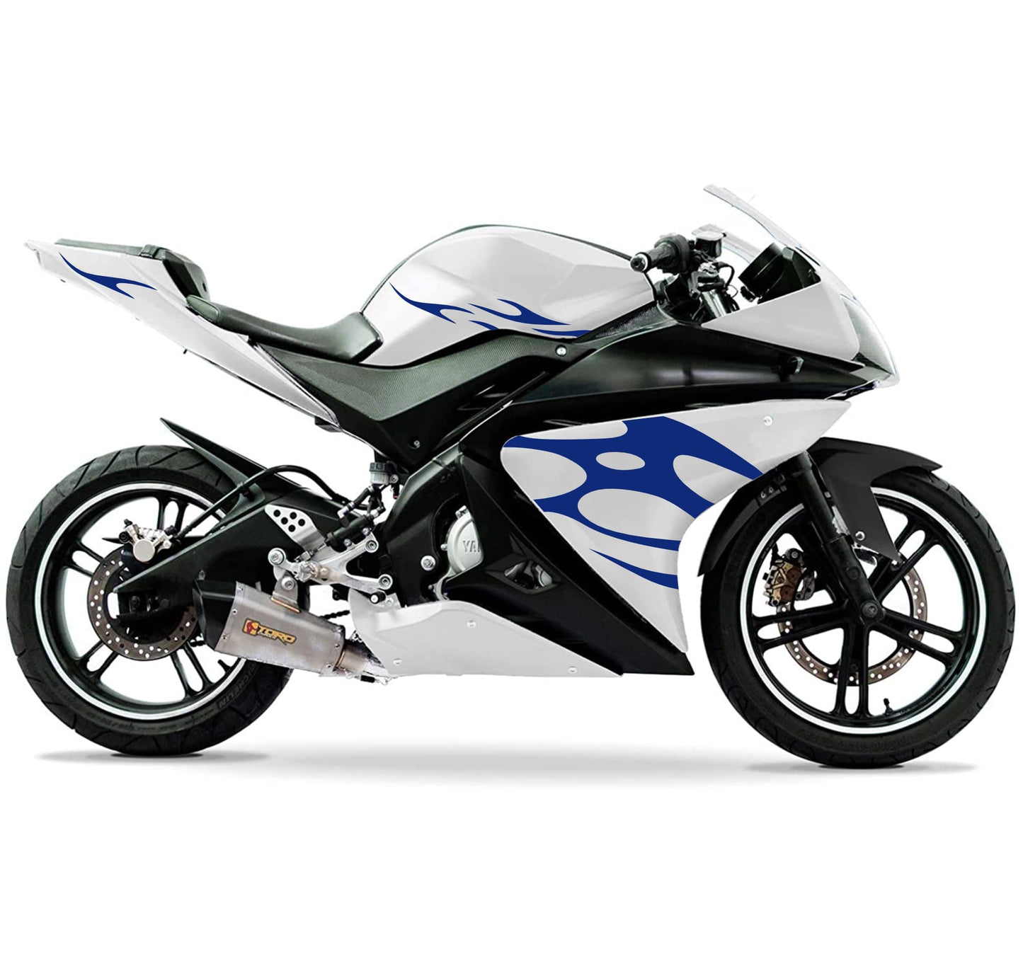 DualColorStampe Adesivi Compatibili con Yamaha YZF-R125 | Sticker Moto Carena (DX-SX) Personalizzabili | Fiamme Colorate M0121
