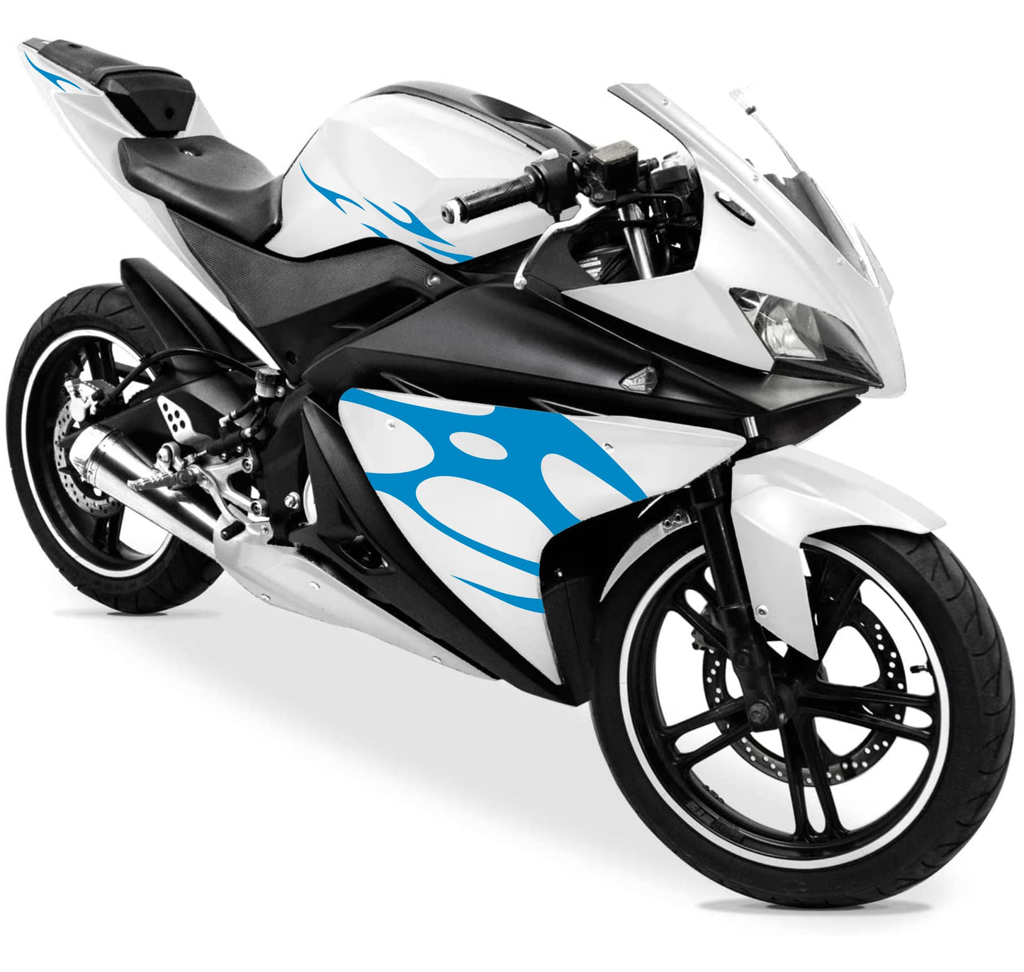 DualColorStampe Adesivi Compatibili con Yamaha YZF-R125 | Sticker Moto Carena (DX-SX) Personalizzabili | Fiamme Colorate M0121