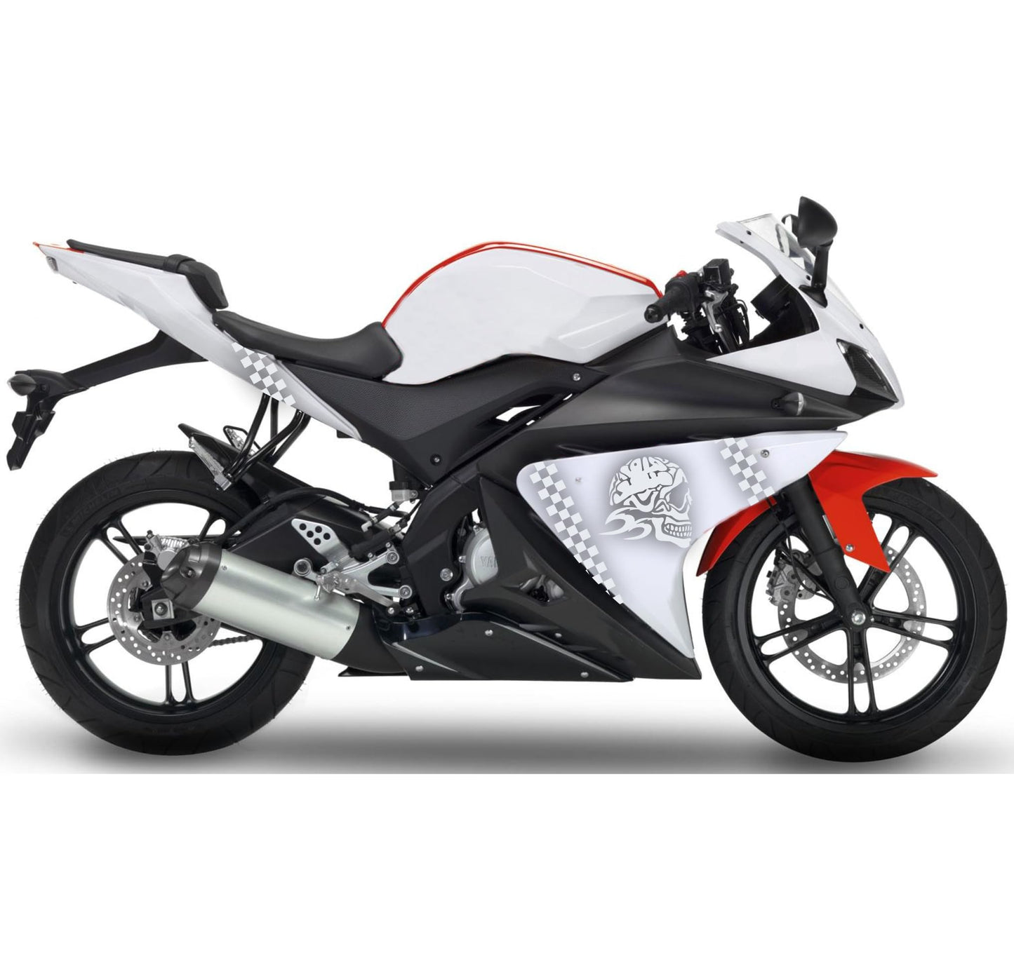 DualColorStampe Adesivi Compatibili con Yamaha YZF-R125 R125 - Design Scacchiera Teschio - Personalizzazione Moto M0166