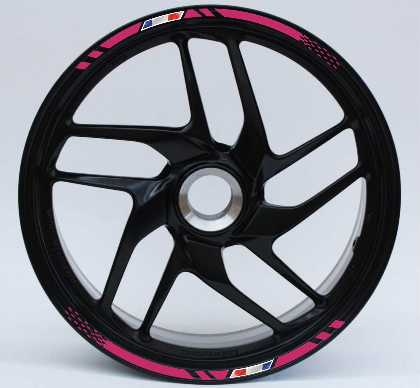 Confezione Adesivi Set Completo di Cerchi Strisce per Moto per 2 Ruote da 17'' pollici strips Design Sportivo Bandiera Francese COD.D0098