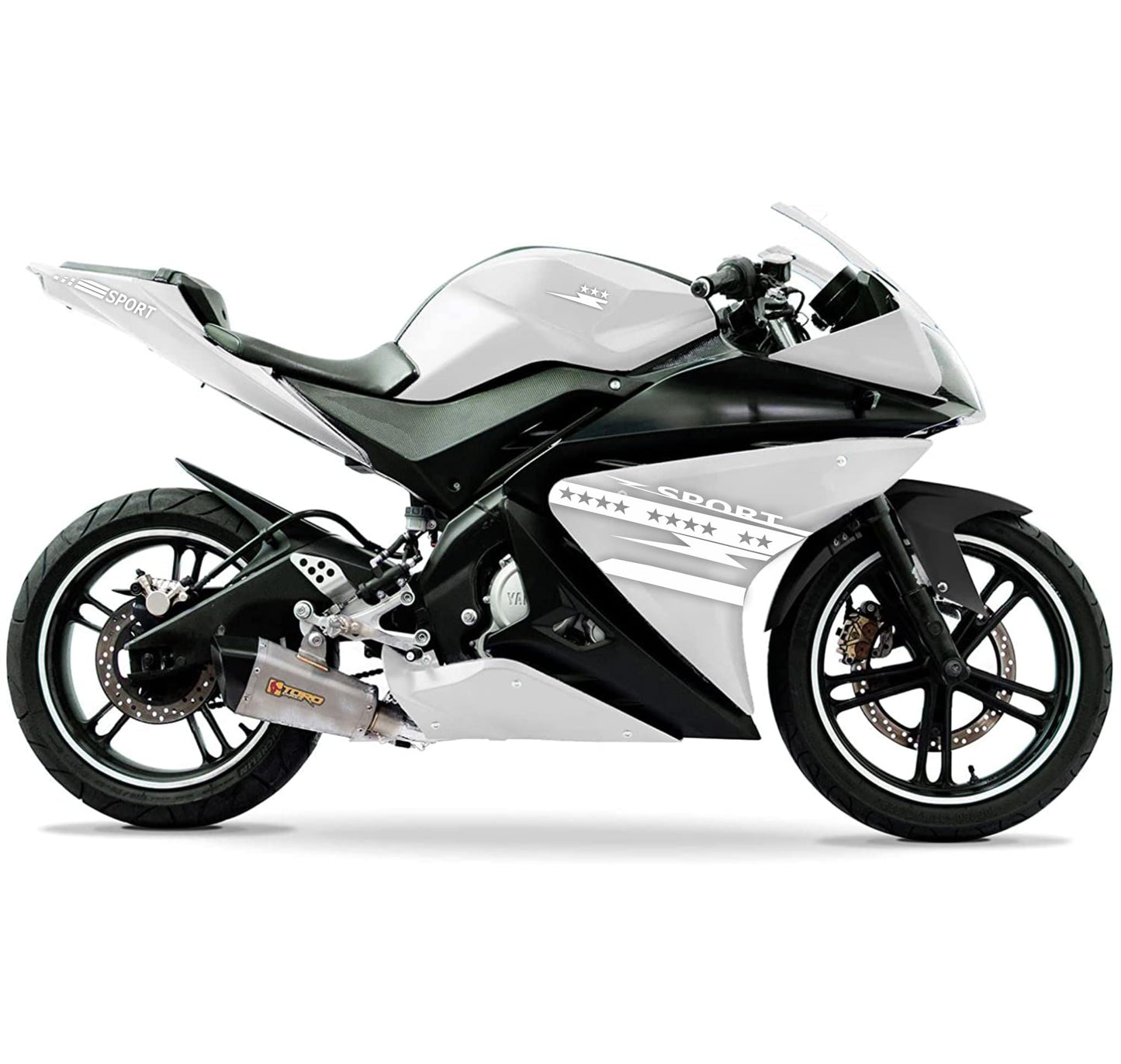 DualColorStampe Adesivi Compatibili con Yamaha YZF-R125 | decal stickers Moto Carena (DX-SX) adesivi personalizzati stelle colore a scelta M0128