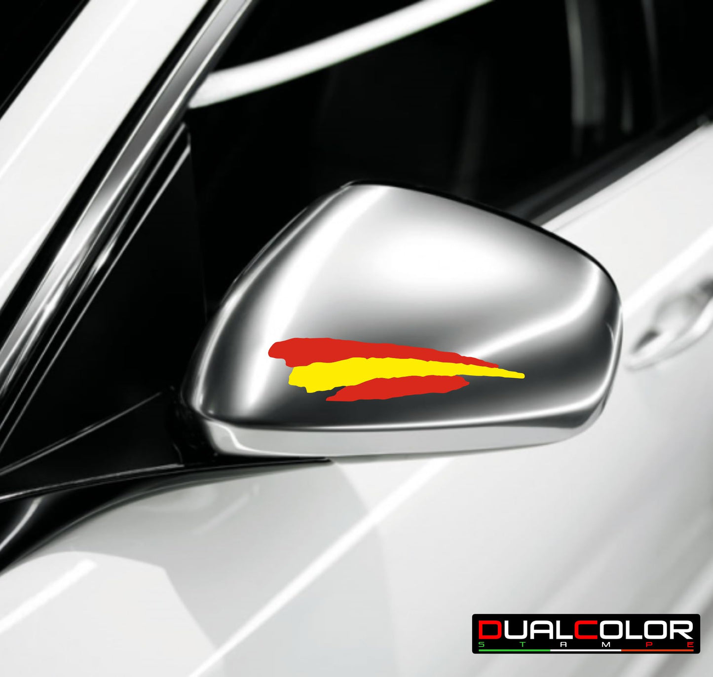 DualColorStampe Adesivi Stickers Bandiera Spagnola Spagna Tuning Sport Confezione 6 Unità | Adesivo Auto Esterno Resistente a Pioggia e Sole | Decalcomanie Auto Moto Scooter Quad Casco Biciclette