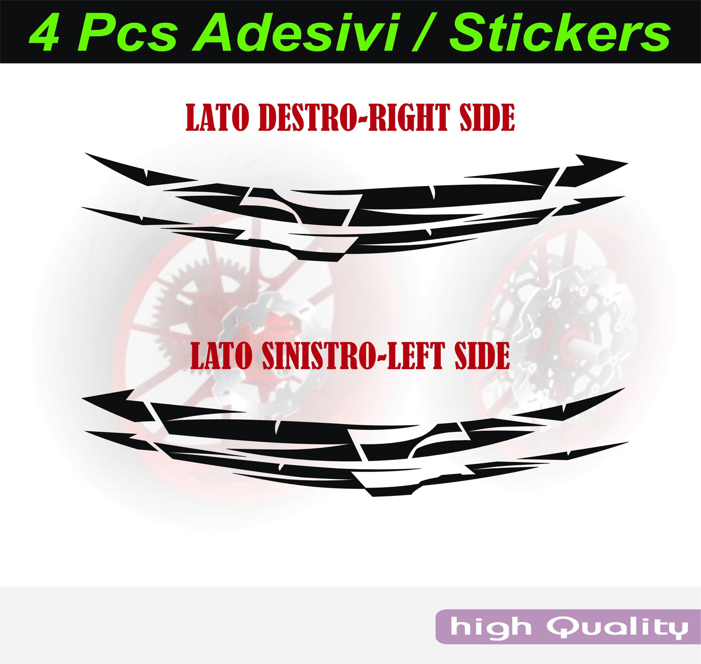 DualColorStampe Adesivi interno cerchi moto 17 POLLICI decal stickers cerchioni gomme strisce moto COD. D0035