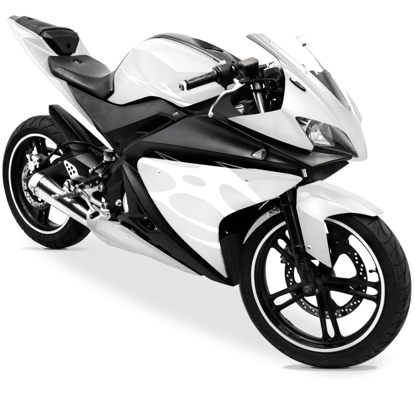 DualColorStampe Adesivi Compatibili con Yamaha YZF-R125 | Sticker Moto Carena (DX-SX) Personalizzabili | Fiamme Colorate M0121