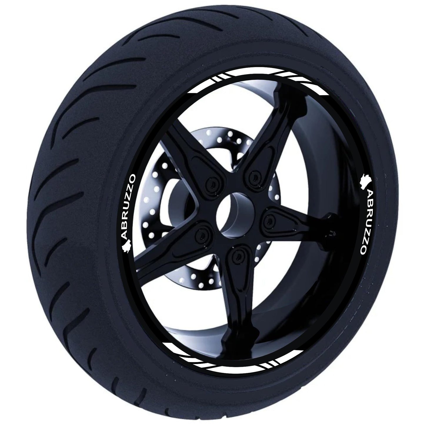 DualColorStampe Confezione Adesivi Set Completo di Cerchi Strisce per Moto per 2 Ruote da 17'' pollici strips Design Racing ABRUZZO D0117