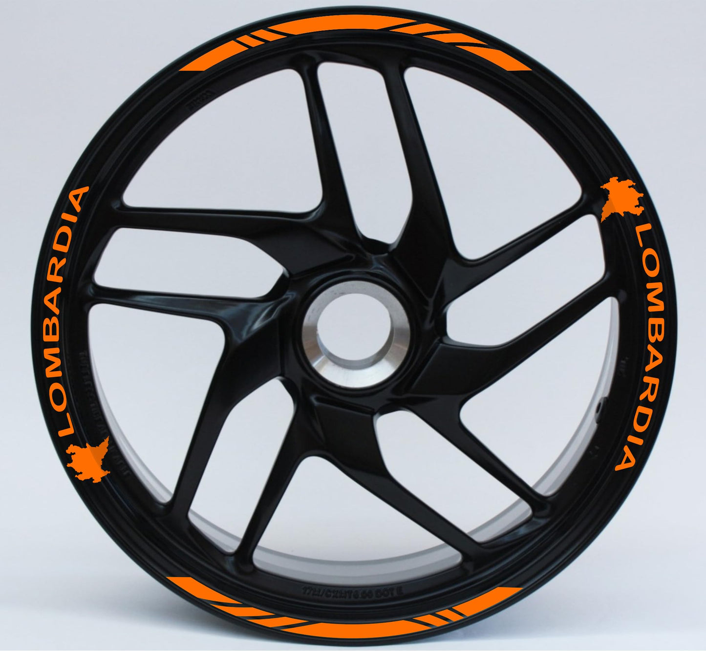 DualColorStampe Stickers Adesivi Set Completo di Cerchi Strisce per Moto per 2 Ruote da 17'' pollici strips Design Racing regione LOMBARDIA D0123