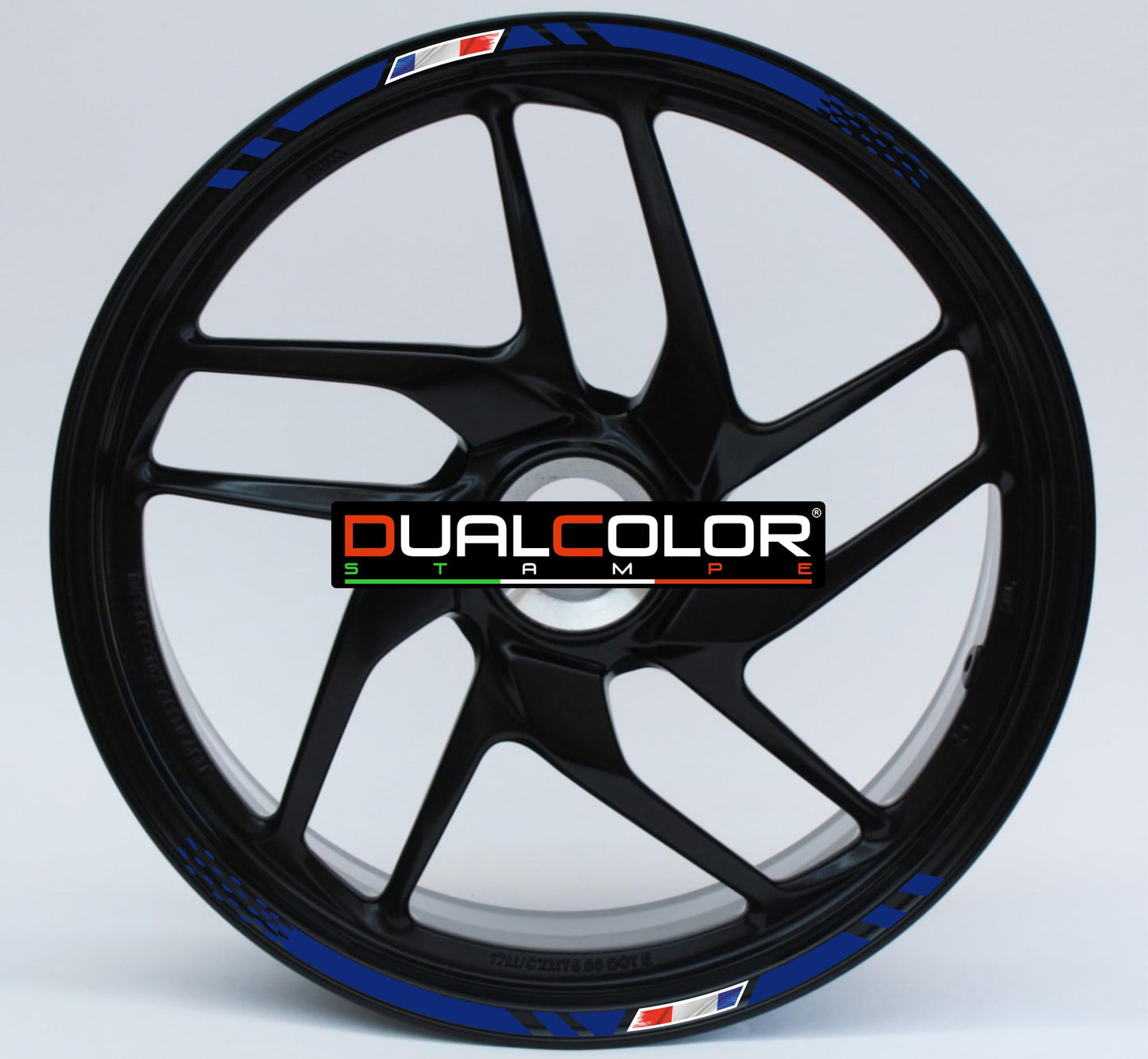 Confezione Adesivi Set Completo di Cerchi Strisce per Moto per 2 Ruote da 17'' pollici strips Design Sportivo Bandiera Francese COD.D0098