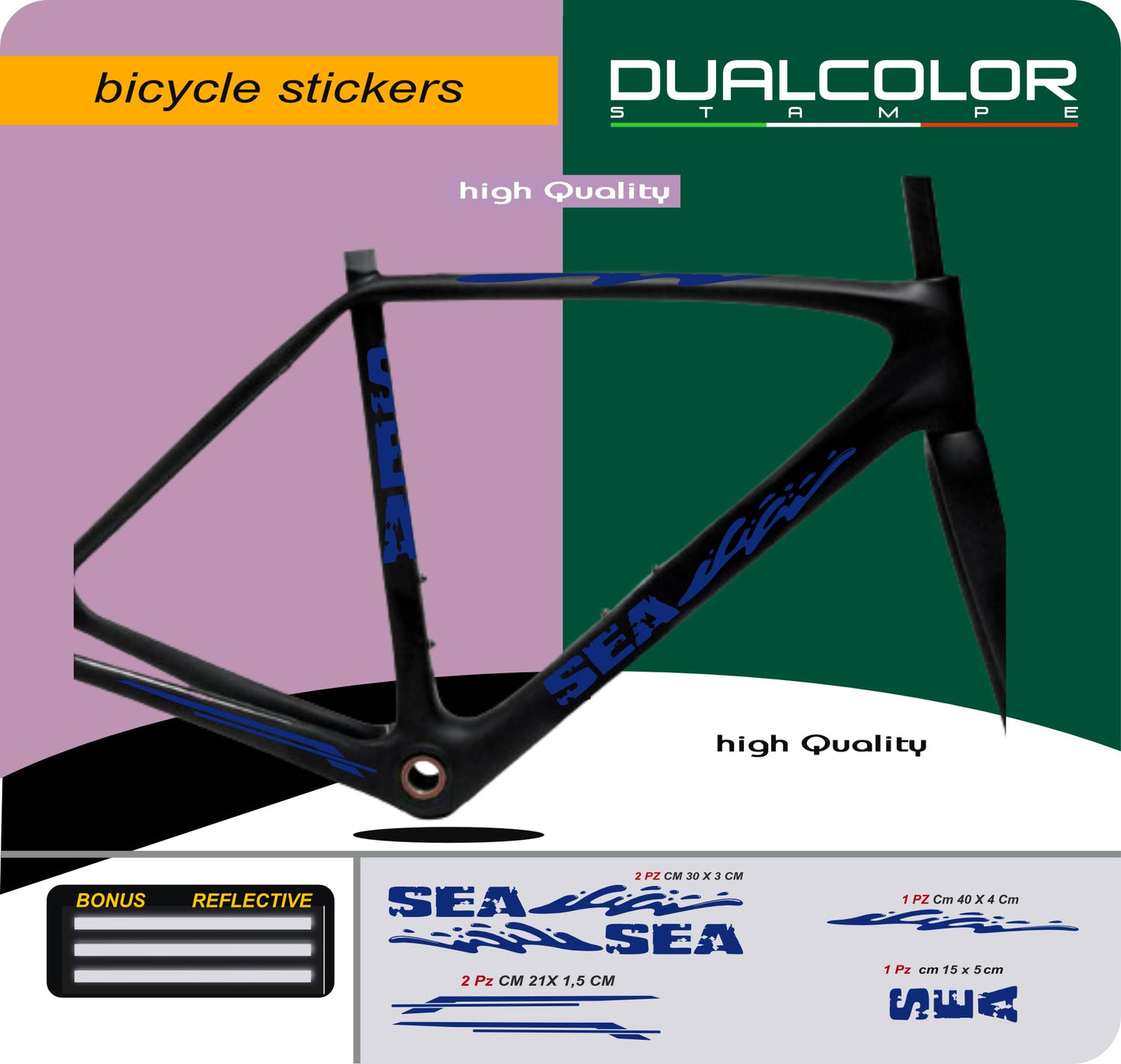Set 6 Adesivi Stickers Decal Telaio Bici Bicicletta Kit adesivi telaio MTB BDC Universale Protezione COD. B0196