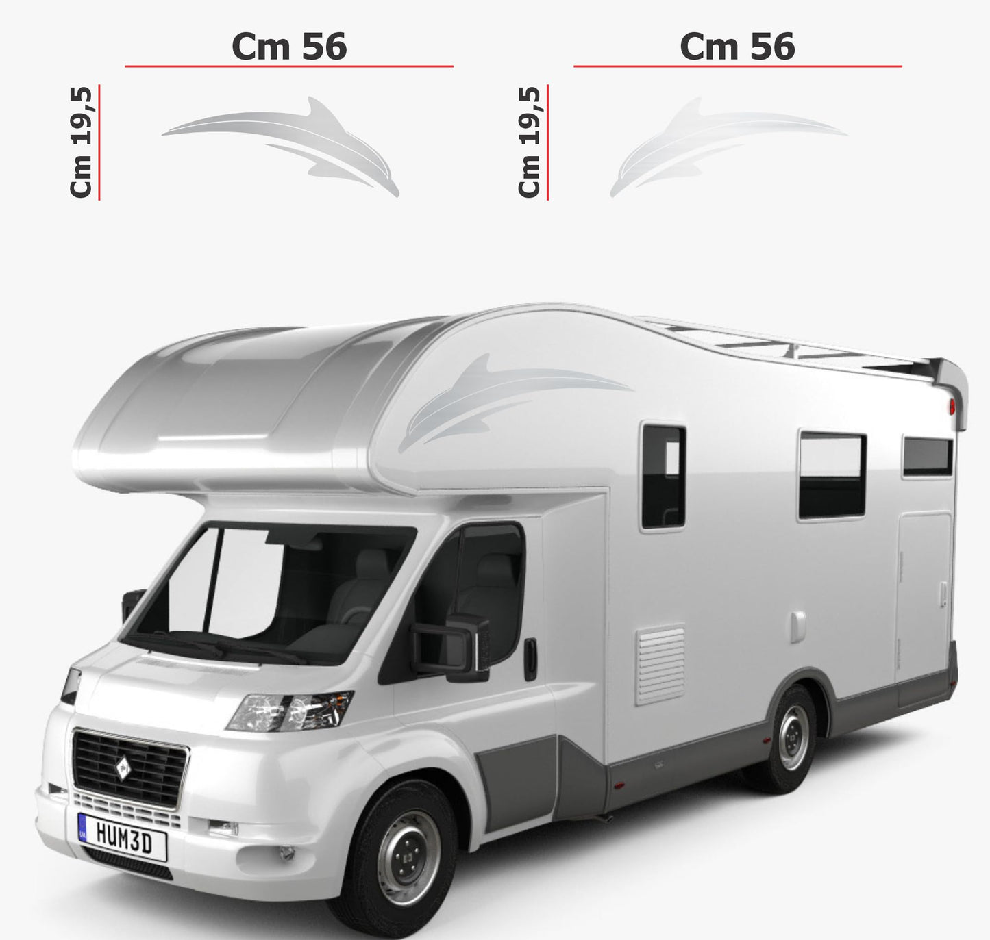 Adesivi stickers camper frase DELFINO ANIMALE mare frasi -caravan roulotte- accessori grafiche fiancata scegli colore cod. 0425 (cm 56 x 19,5)