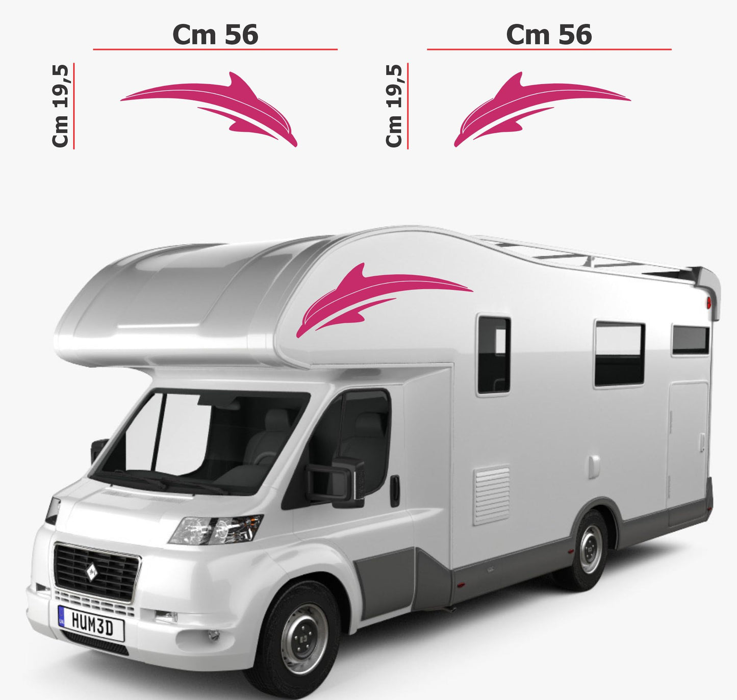 Adesivi stickers camper frase DELFINO ANIMALE mare frasi -caravan roulotte- accessori grafiche fiancata scegli colore cod. 0425 (cm 56 x 19,5)