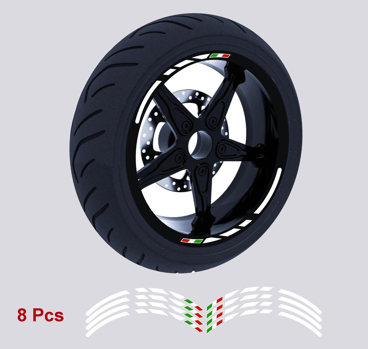 Adesivi per cerchi moto 15 pollici Cerchioni Set Completo per 2 Ruote 15 Pollici Strisce Cerchi Custom universale D0104