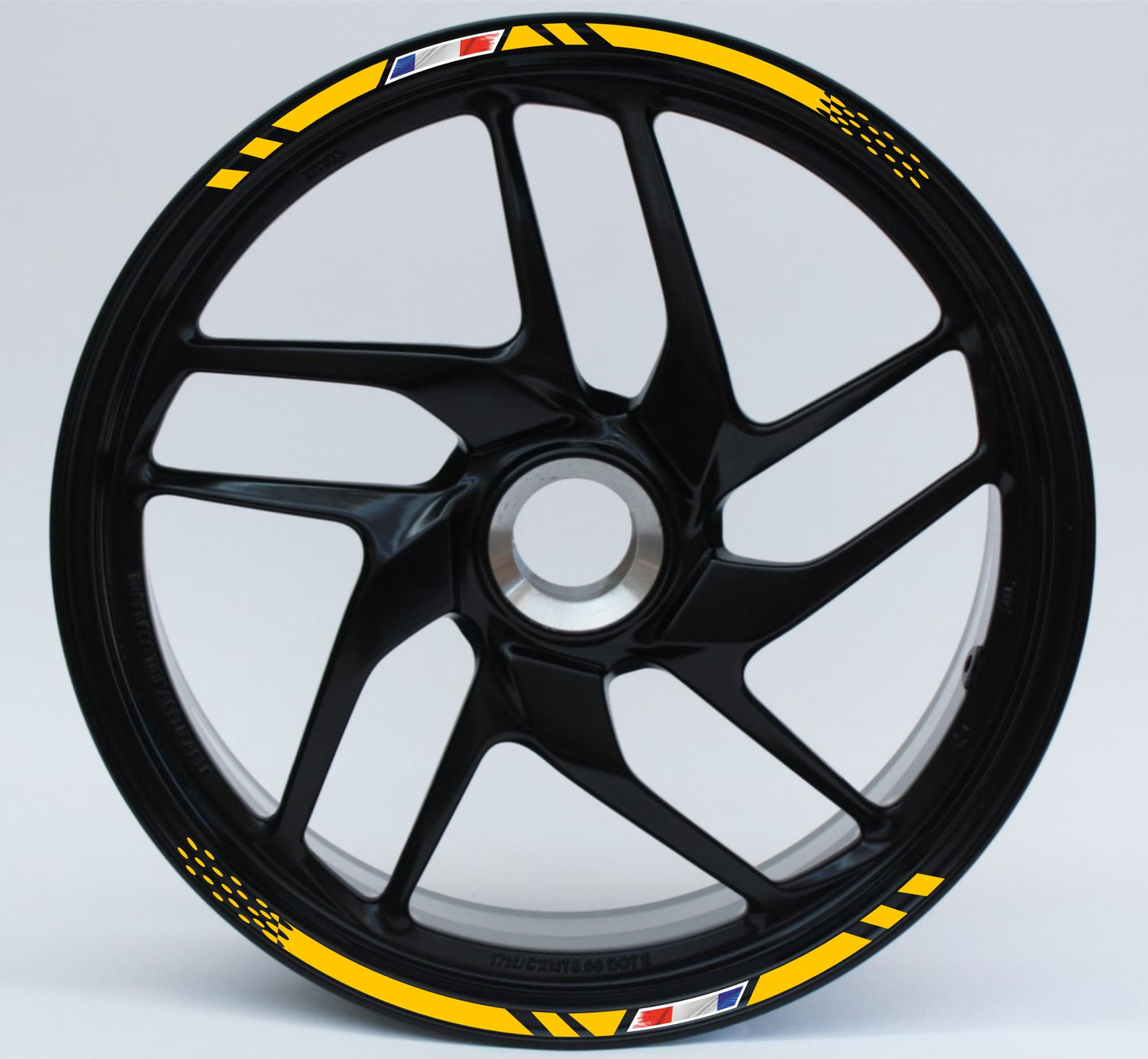 Confezione Adesivi Set Completo di Cerchi Strisce per Moto per 2 Ruote da 17'' pollici strips Design Sportivo Bandiera Francese COD.D0098