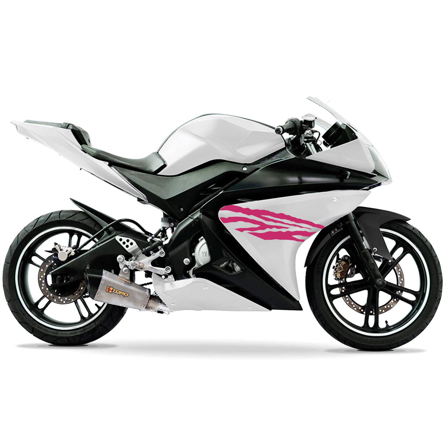 DualColorStampe Adesivi Compatibili con Yamaha YZF-R125 | Sticker Moto Carena (DX-SX) Personalizzabili | design zebrato Colorato M0120