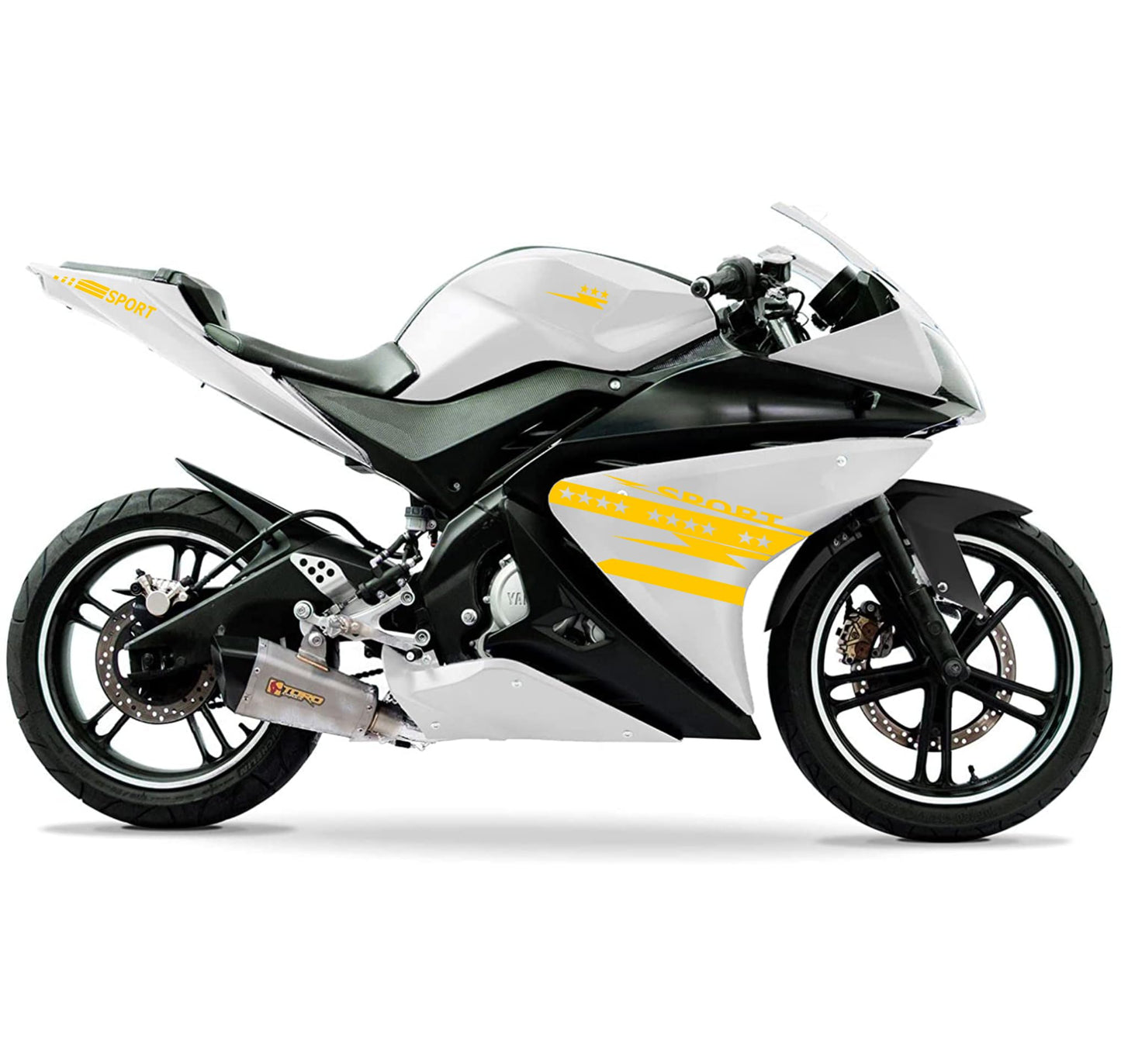 DualColorStampe Adesivi Compatibili con Yamaha YZF-R125 | decal stickers Moto Carena (DX-SX) adesivi personalizzati stelle colore a scelta M0128