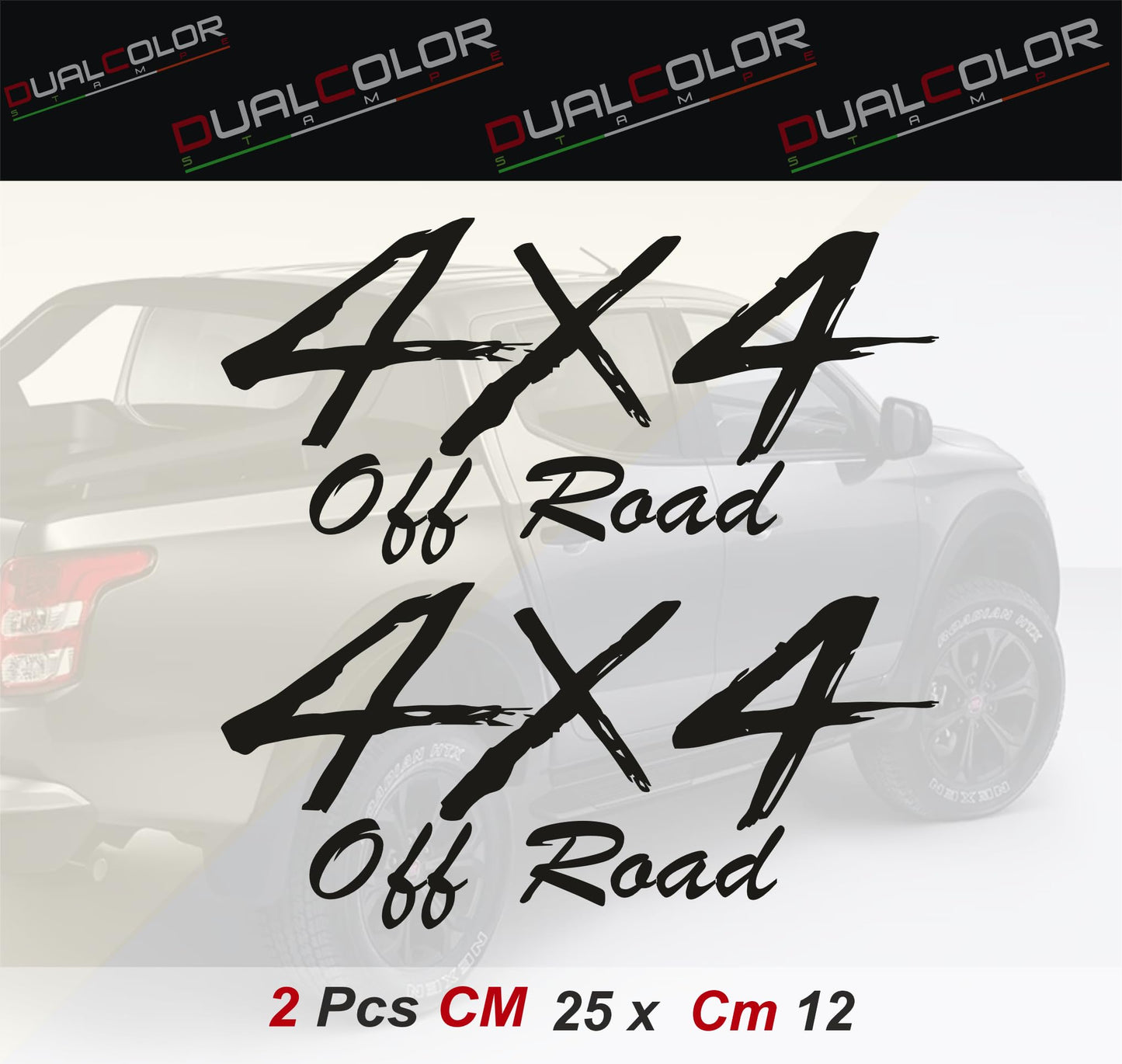 DualColorStampe® Adesivi 4x4 off road per Pickup e Auto - Resistenti e Impermeabili - Ideali per Tutti i Modelli - Set da 2 Pezzi decal auto tuning 0421