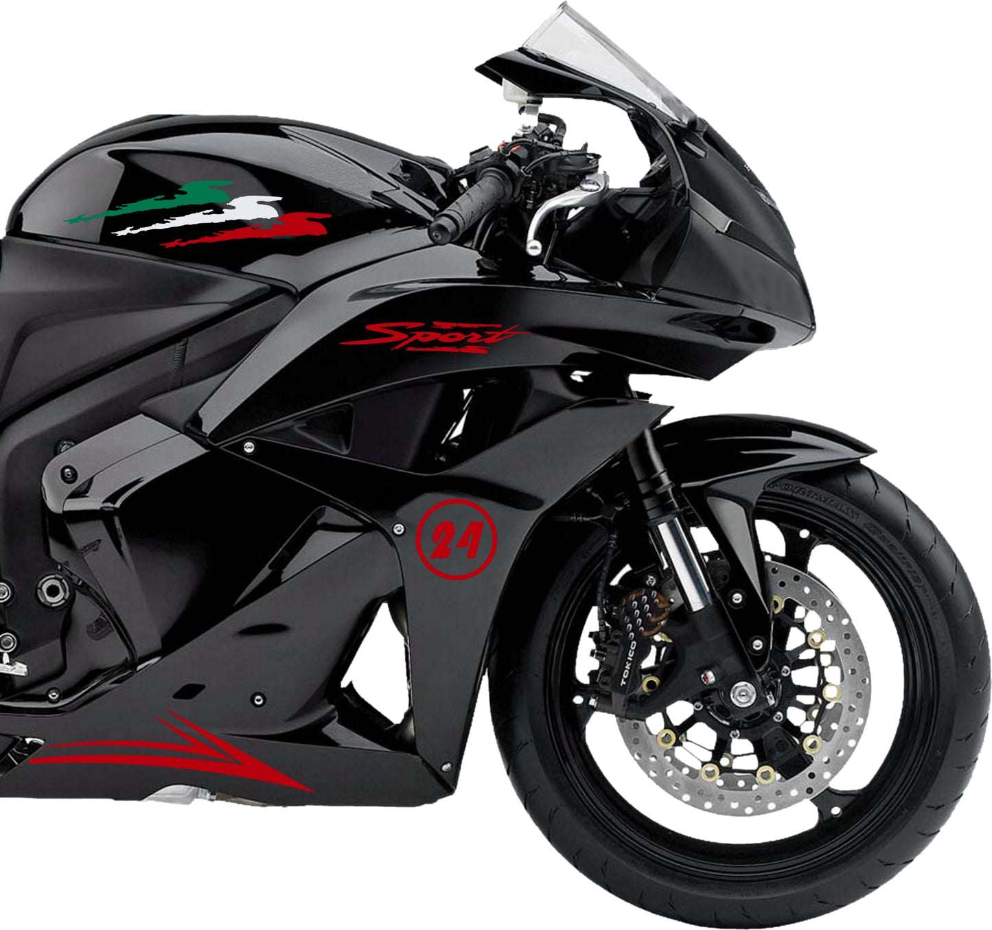 DualColorStampe Adesivi Compatibili con Honda CBR 600 RR (2007-2010) carena moto stickers Moto Motorbike BANDIERA ITALIANA COD.M0317
