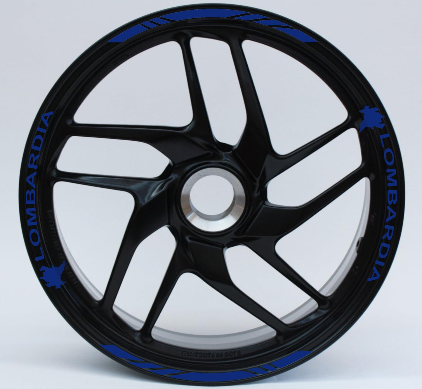 DualColorStampe Stickers Adesivi Set Completo di Cerchi Strisce per Moto per 2 Ruote da 17'' pollici strips Design Racing regione LOMBARDIA D0123