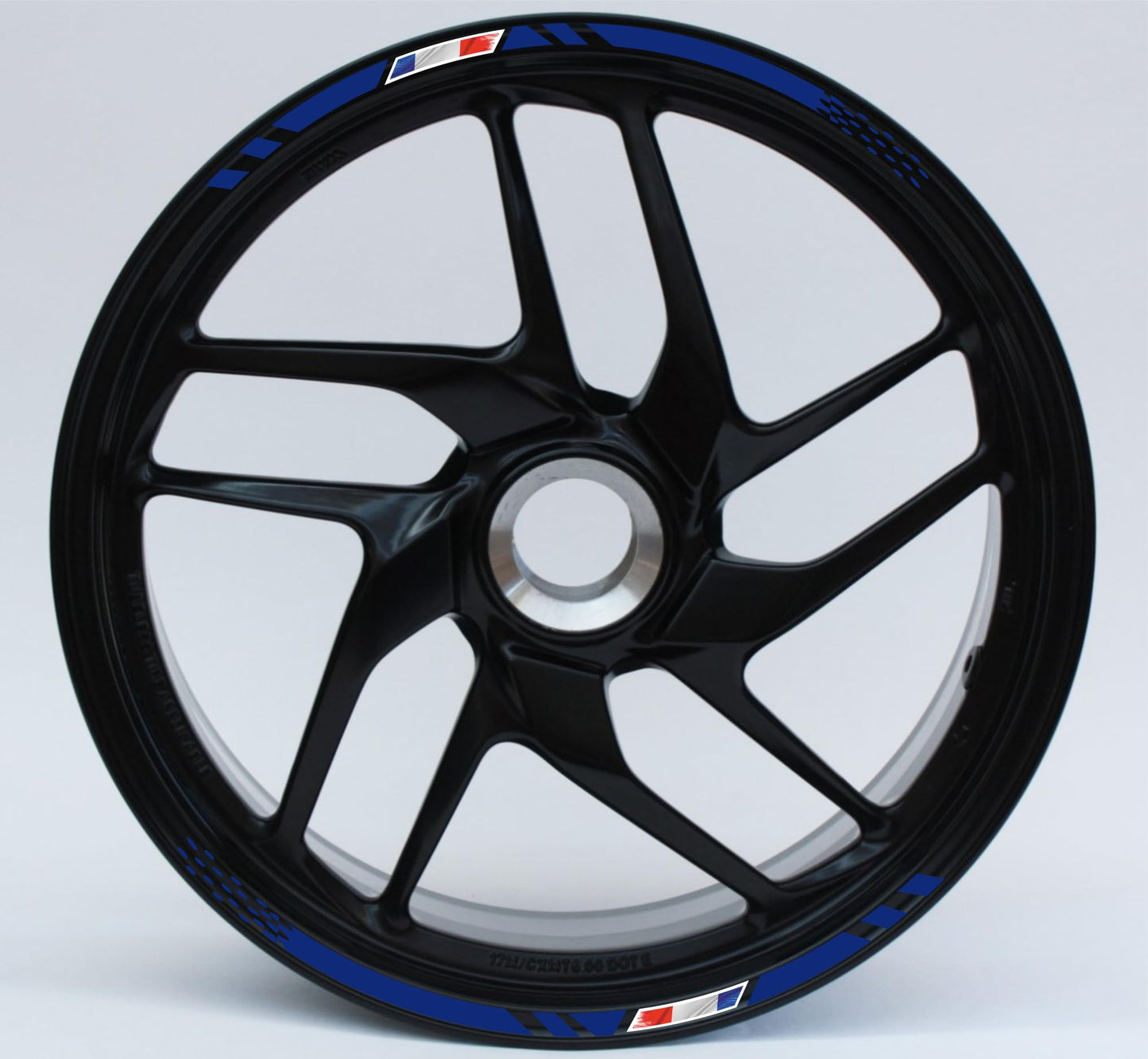 Confezione Adesivi Set Completo di Cerchi Strisce per Moto per 2 Ruote da 17'' pollici strips Design Sportivo Bandiera Francese COD.D0098