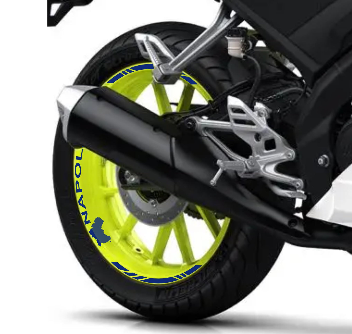 DualColorStampe Confezione Adesivi Set Completo di Cerchi Strisce per Moto per 2 Ruote da 17'' pollici strips Design Racing NAPOLI D0116