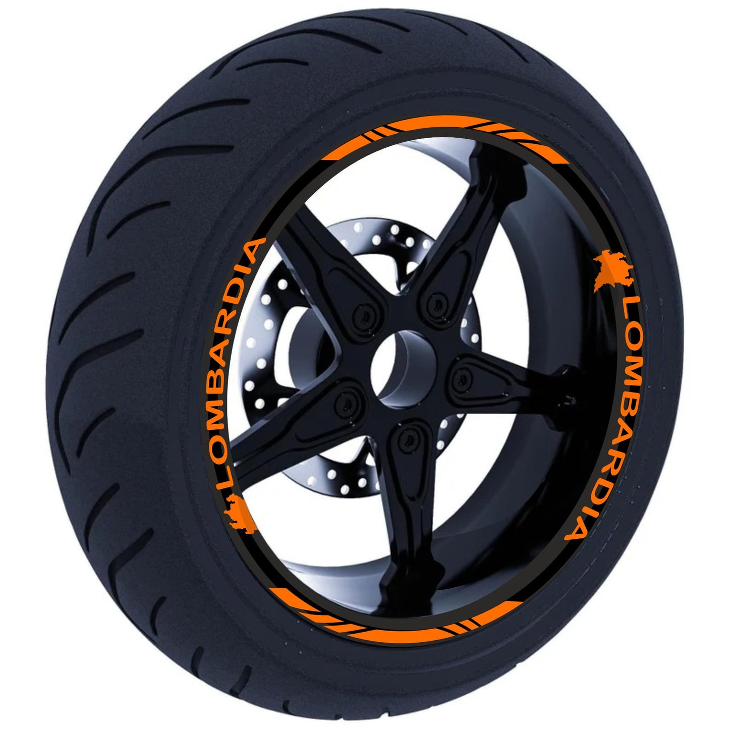 DualColorStampe Stickers Adesivi Set Completo di Cerchi Strisce per Moto per 2 Ruote da 17'' pollici strips Design Racing regione LOMBARDIA D0123