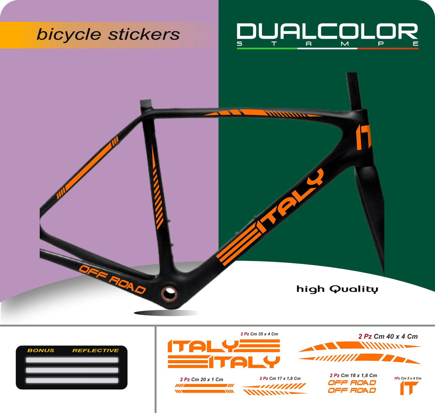DualColorStampe Set 11 Adesivi Stickers Decal Telaio Bici Bicicletta adesivi telaio MTB BDC Universale Protezione frame B0176
