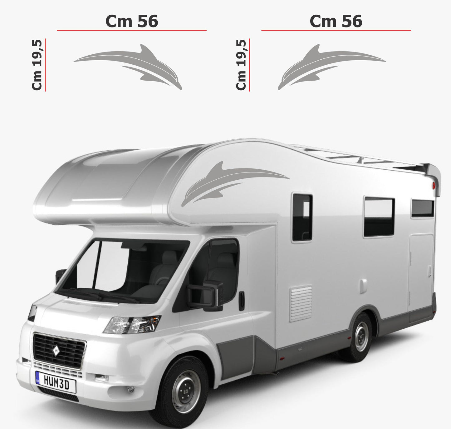 Adesivi stickers camper frase DELFINO ANIMALE mare frasi -caravan roulotte- accessori grafiche fiancata scegli colore cod. 0425 (cm 56 x 19,5)