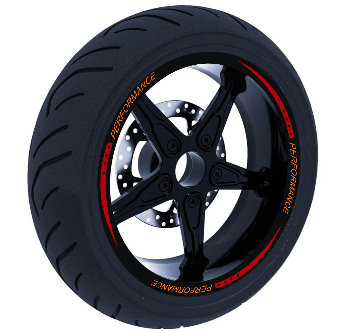 DualColorStampe Set di Strisce Cerchi Moto per 2 Ruote da 15" a 19" Pollici - Adesivi Ruote Moto Resistenti - Adesivi Cerchi Moto - Design Racing D0114
