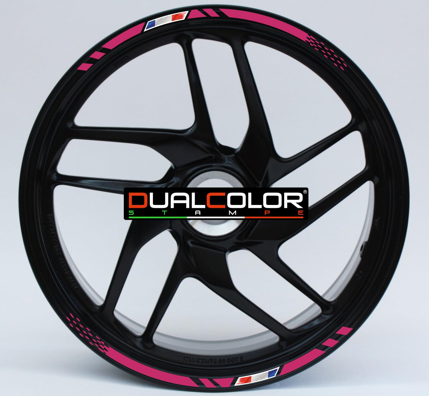Confezione Adesivi Set Completo di Cerchi Strisce per Moto per 2 Ruote da 17'' pollici strips Design Sportivo Bandiera Francese COD.D0098
