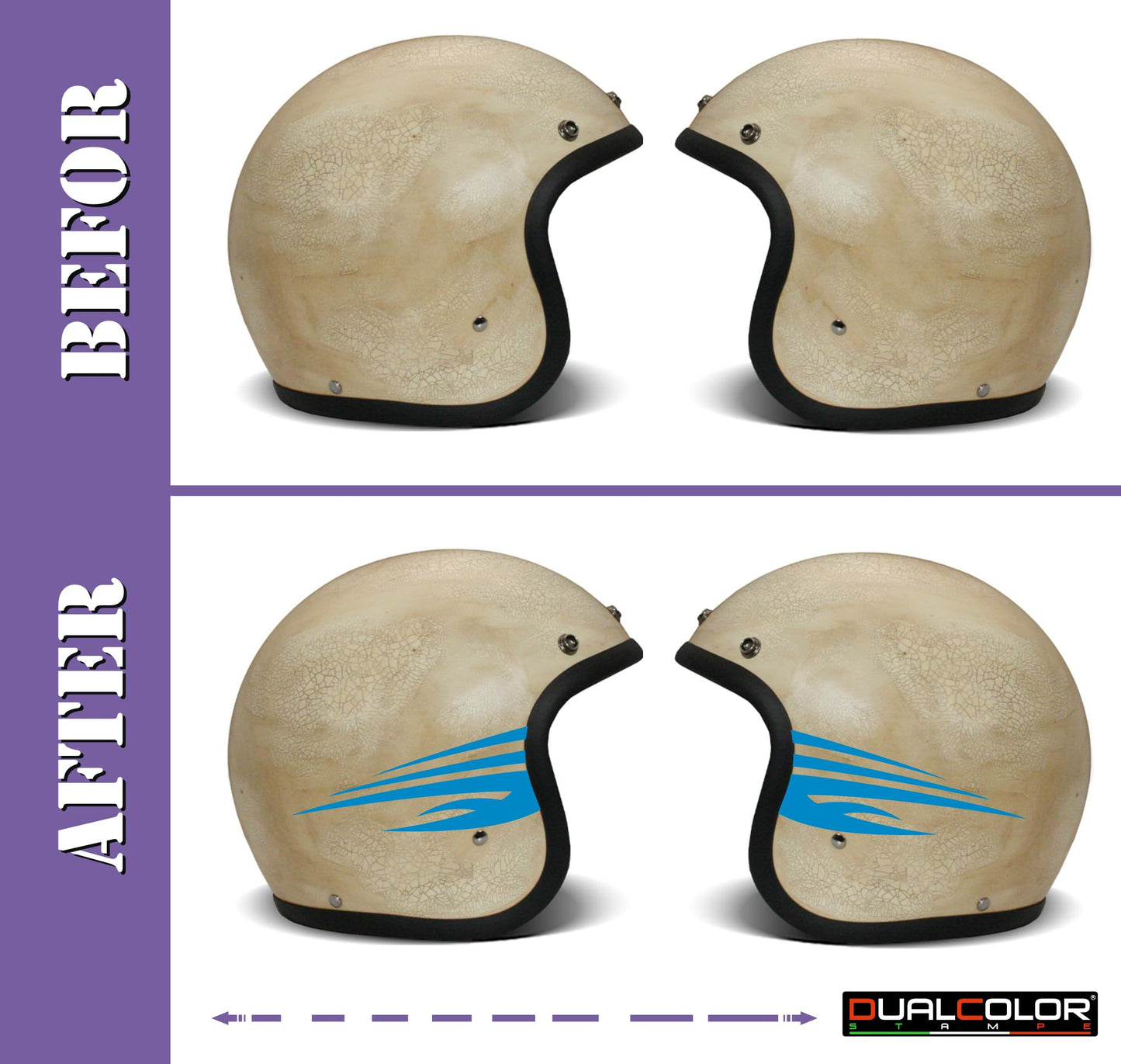 Adesivi Casco Moto β Strisce Sportive Universali | Stickers Helmet Personalizzabili in Vinile Impermeabile β Colore a Scelta C0074