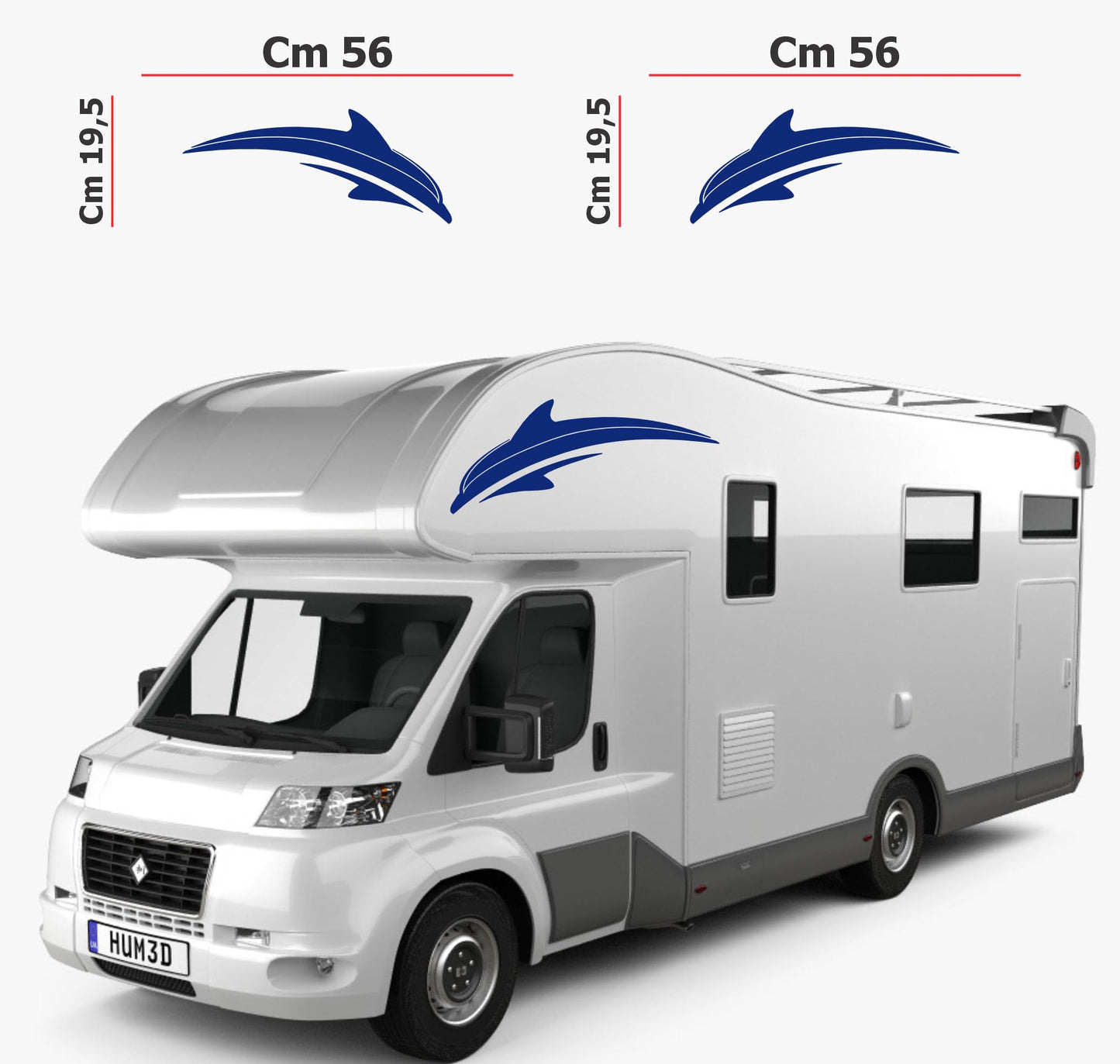 Adesivi stickers camper frase DELFINO ANIMALE mare frasi -caravan roulotte- accessori grafiche fiancata scegli colore cod. 0425 (cm 56 x 19,5)