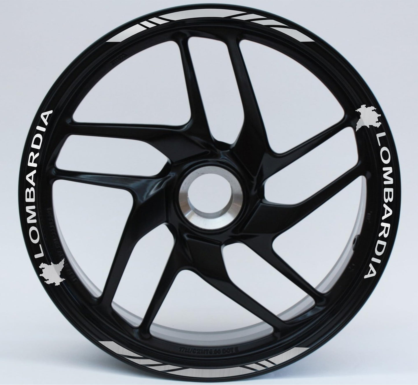 DualColorStampe Stickers Adesivi Set Completo di Cerchi Strisce per Moto per 2 Ruote da 17'' pollici strips Design Racing regione LOMBARDIA D0123