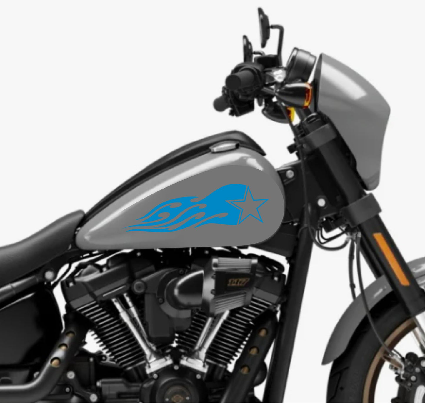 DualColorStampe® Adesivi Compatibili con Harley-Davidson fiamma tribale stella militare serbatoio Set 2 stickers Moto Motorbike COD. M0353