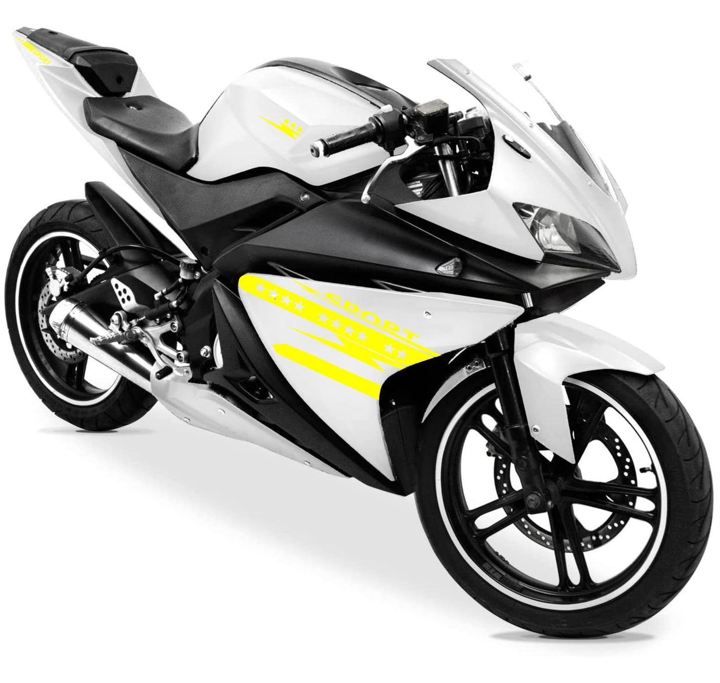 DualColorStampe Adesivi Compatibili con Yamaha YZF-R125 | decal stickers Moto Carena (DX-SX) adesivi personalizzati stelle colore a scelta M0128