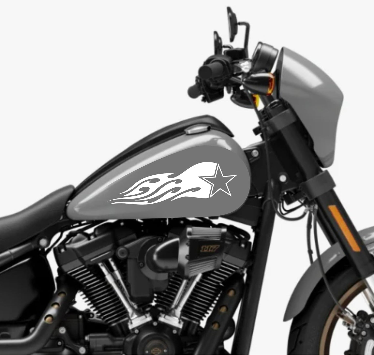 DualColorStampe® Adesivi Compatibili con Harley-Davidson fiamma tribale stella militare serbatoio Set 2 stickers Moto Motorbike COD. M0353