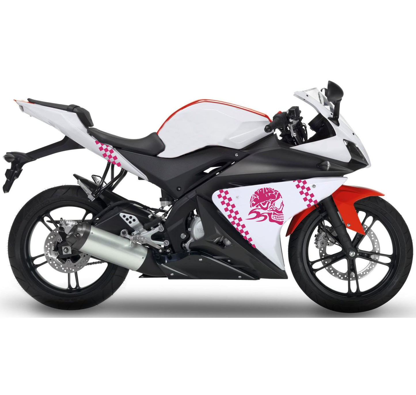 DualColorStampe Adesivi Compatibili con Yamaha YZF-R125 R125 - Design Scacchiera Teschio - Personalizzazione Moto M0166