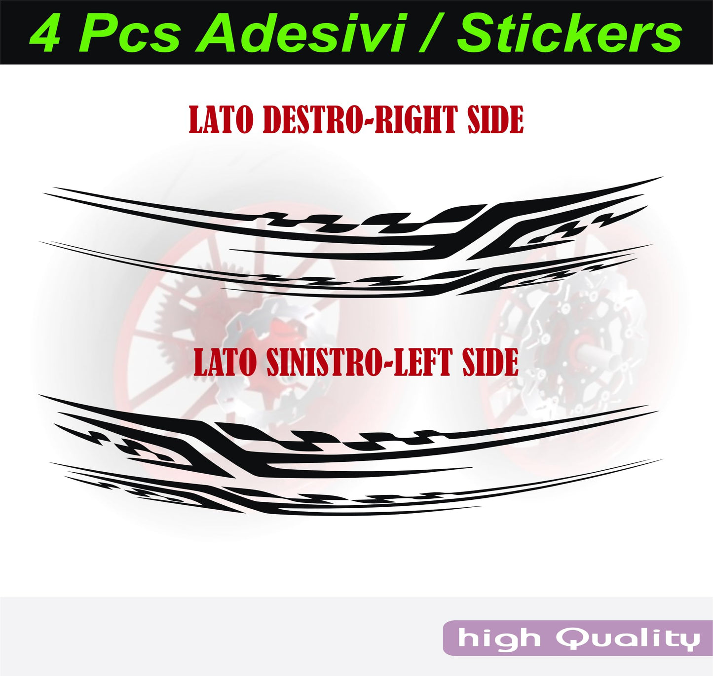 DualColorStampe Adesivi Cerchi Moto per 2 Ruote da 17" Pollici | Adesivi Ruote Moto | Adesivi Cerchi Moto Resiste a Pioggia e Sole | Design Racing D0128