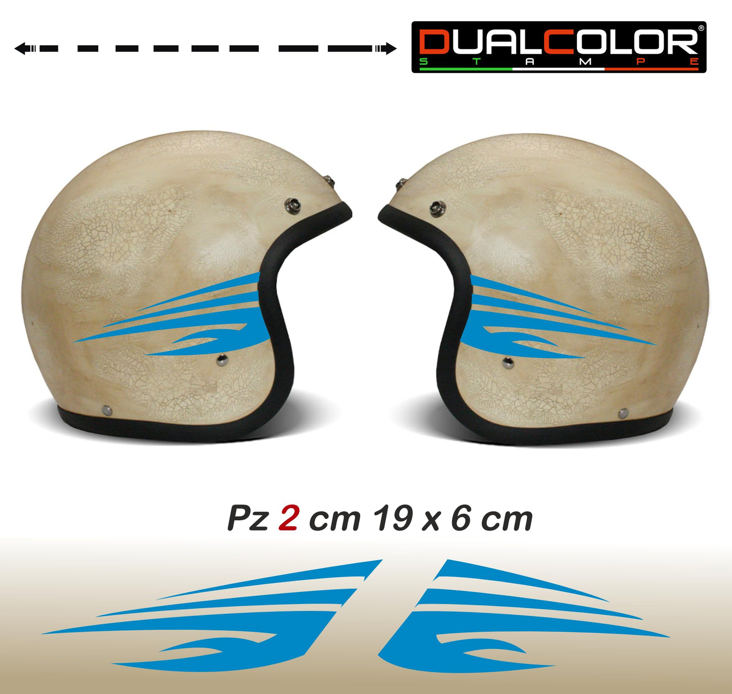 Adesivi Casco Moto β Strisce Sportive Universali | Stickers Helmet Personalizzabili in Vinile Impermeabile β Colore a Scelta C0074