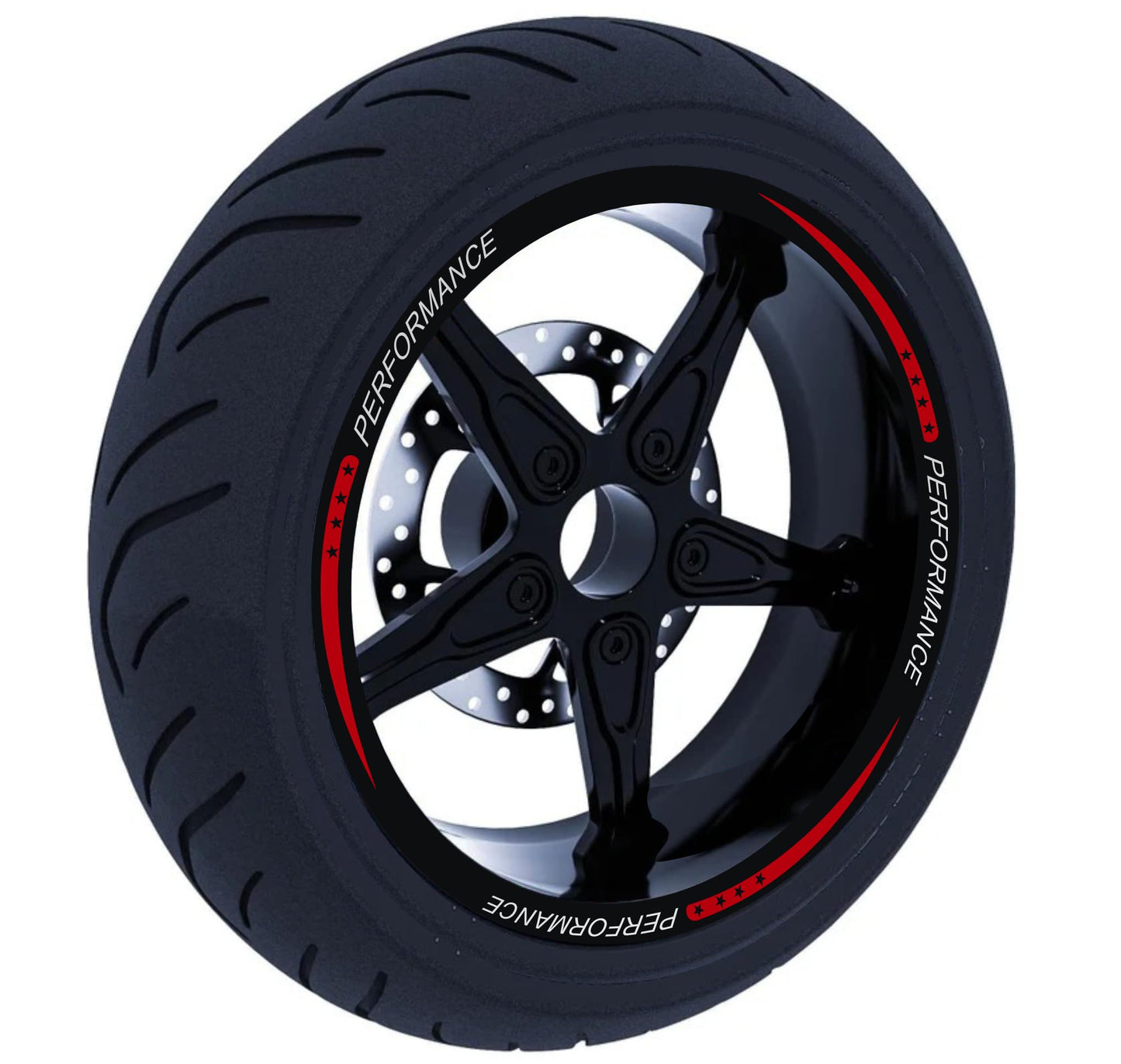 DualColorStampe Set di Strisce Cerchi Moto per 2 Ruote da 15" a 19" Pollici - Adesivi Ruote Moto Resistenti - Adesivi Cerchi Moto - Design Racing D0114