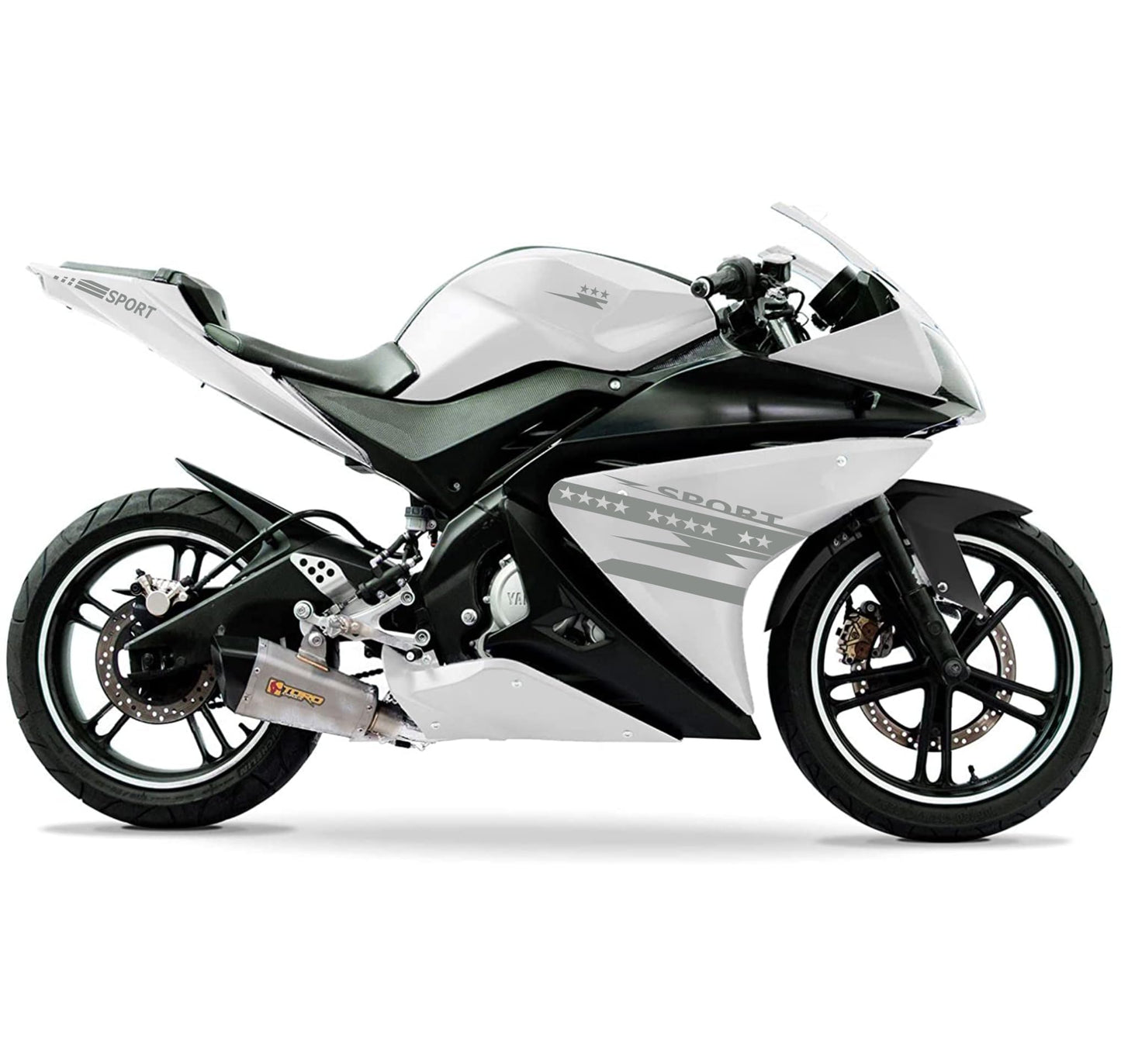 DualColorStampe Adesivi Compatibili con Yamaha YZF-R125 | decal stickers Moto Carena (DX-SX) adesivi personalizzati stelle colore a scelta M0128